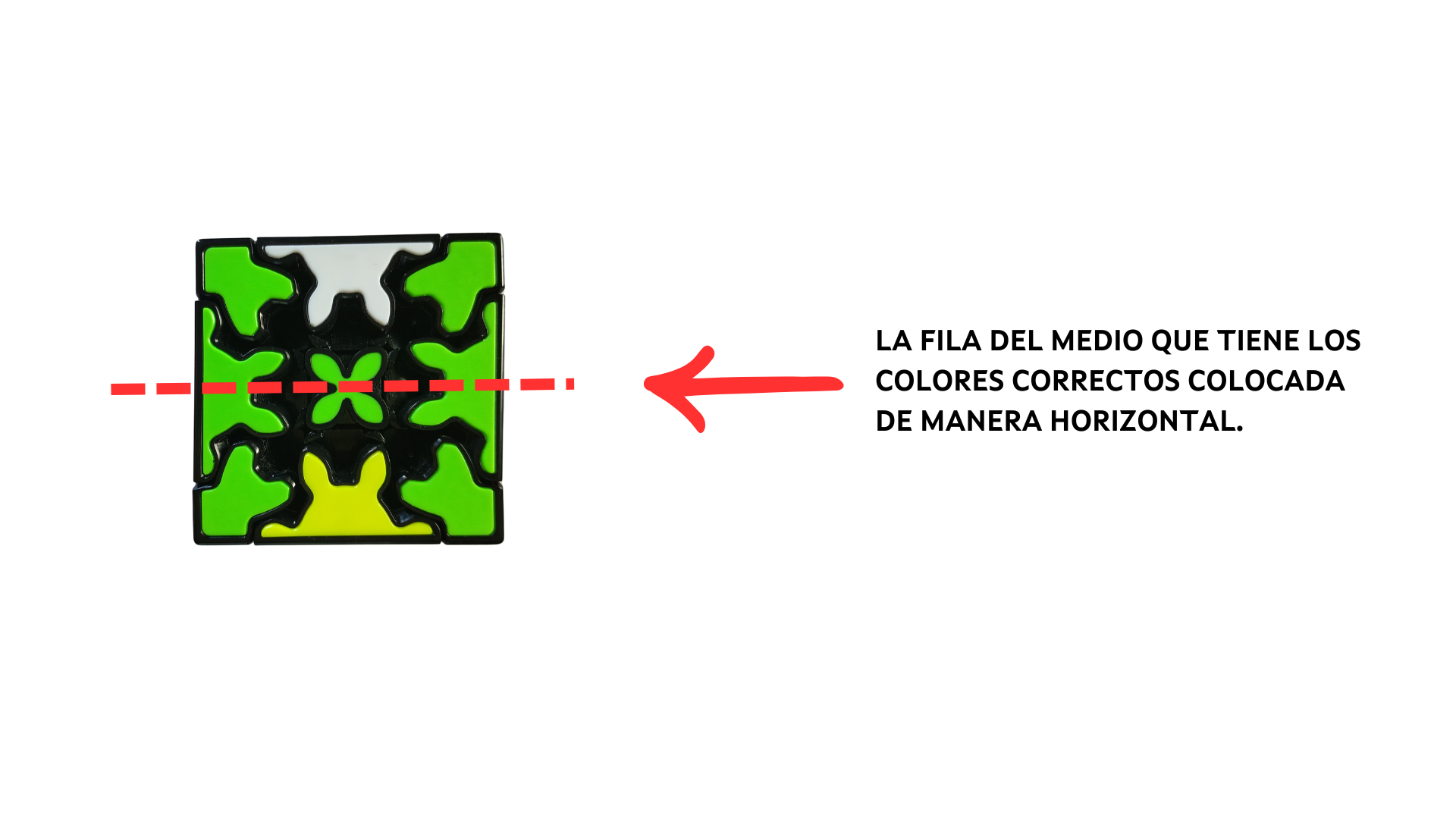 Paso para la resolución del cubo Rubik de engranajes.