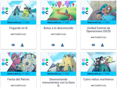 Imaxe que amosa a portada de varios REA de Matermáticas 1º ESO