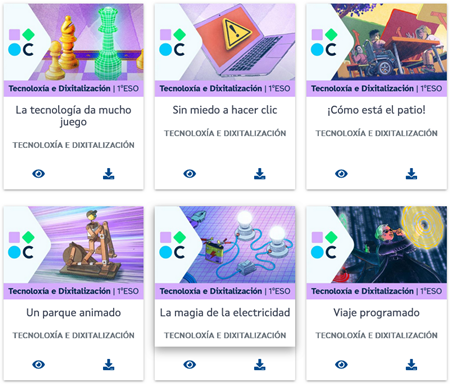 Imaxe coas portadas da materia de Tecnoloxía e Dixitalización
