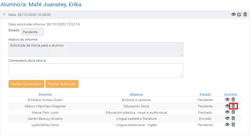 Eliminar informe