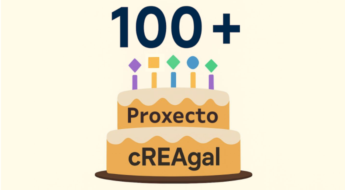 Imaxe dunha torta de celebración da superación dos REA publicacdos no proxecto cREAgal